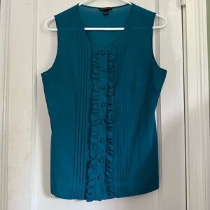Banana Republic Blue Sleeveless Ruffled Blouse